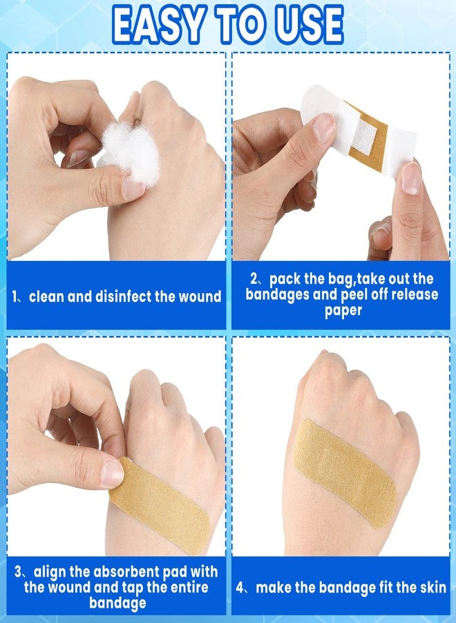 Lounsweer 1000 Pcs Fabric Adhesive Bandages Variety Pack Bulk Assorted Sizes Flexible Breathable Patch Fabric Bandages for Family First Aid Skin Wrap Finger Wound, Natural - Image 4